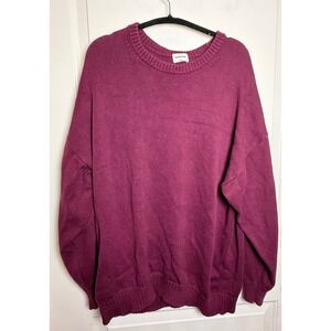 Sunday Best Maroon Organic Cotton Cashmere Sweater Size L Ribbed Hem Cozy Fit